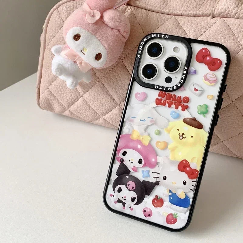 Magnetic Holder Magsafe Wireless Charge Phone Case For iPhone 16 15 14 13 12 11 Pro Max Sanrio Hello Kitty Kuromi Melody Cover