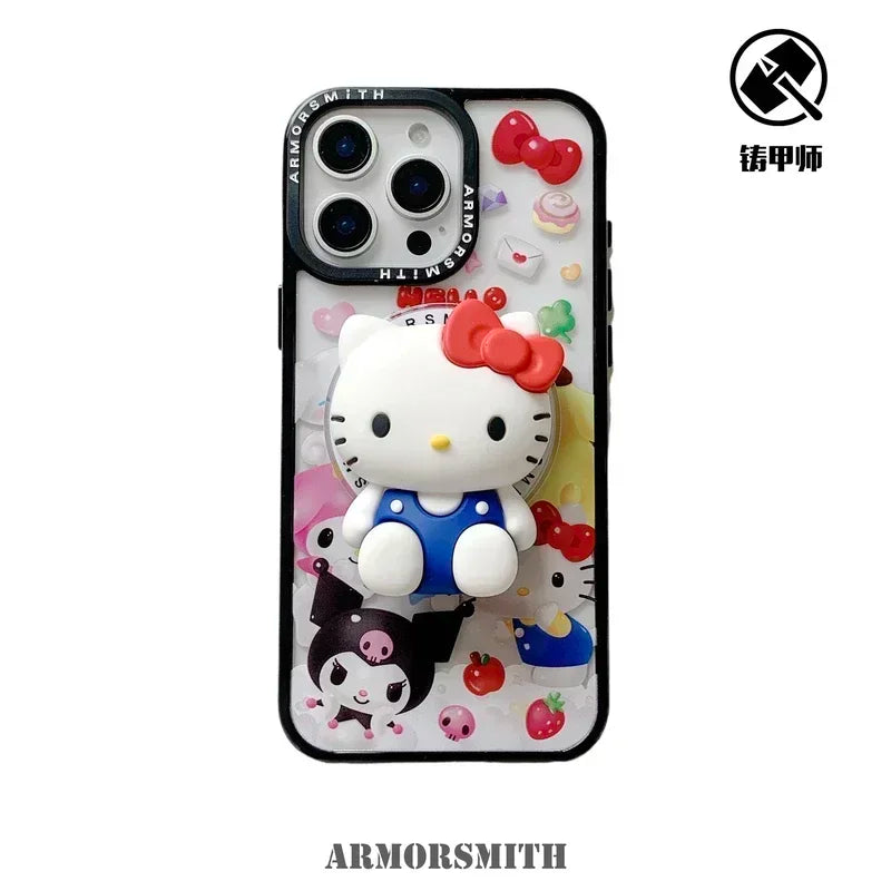 Magnetic Holder Magsafe Wireless Charge Phone Case For iPhone 16 15 14 13 12 11 Pro Max Sanrio Hello Kitty Kuromi Melody Cover