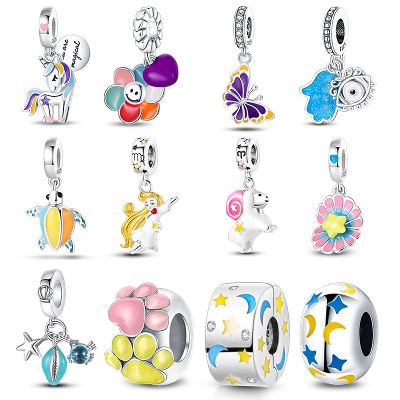 Hot Sale silver-plated Glow in the dark Firefly Honeybee Star Charms Beads Fit Qikaola Original Bracelets Fine DIY Jewelry Gift