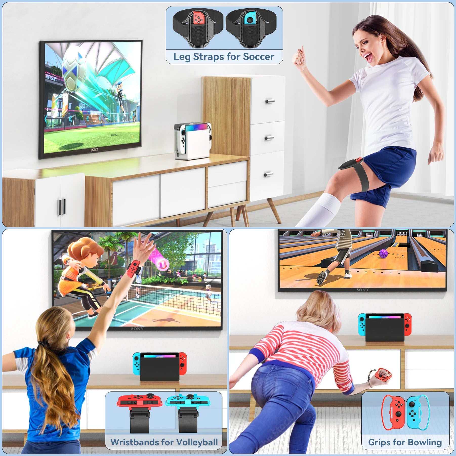 All In One for Switch/Switch OLED Sports Game Accessories Kit for Switch Set Storage Stand for N-Switch