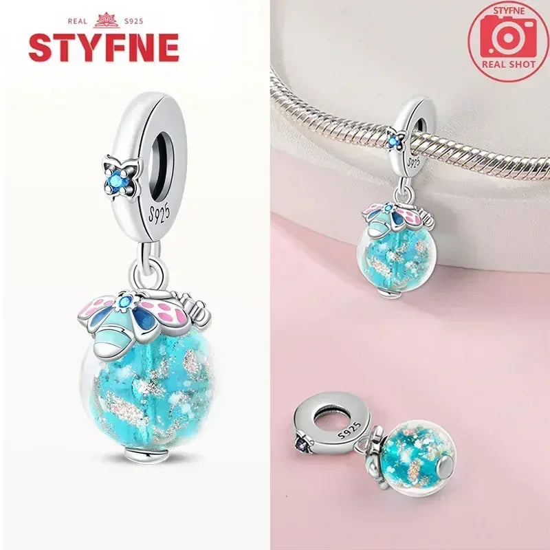S925 Silver Glow-in-the-dark Firefly Charm Pendant Fit Original Charms Bracelet Gift Beads for Women Diy Fine Jewelry Gifts