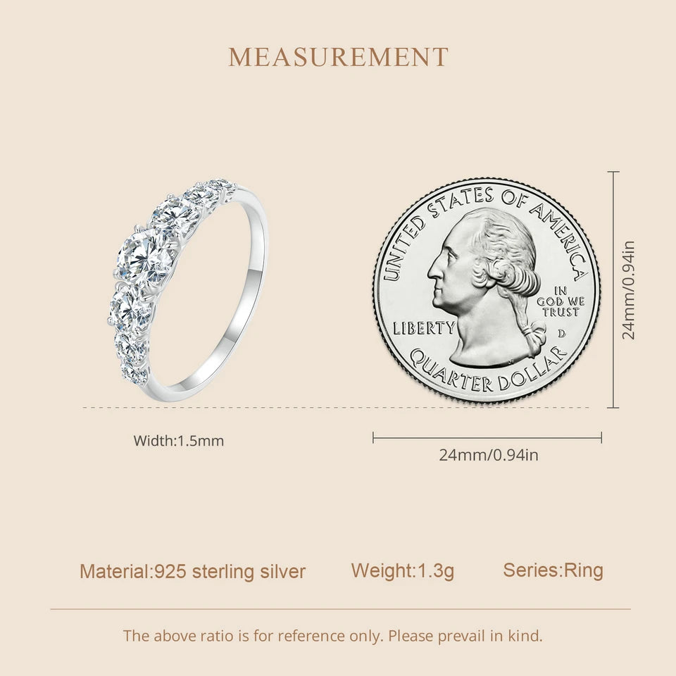 Bamoer Moissanite Ring Heart Setting D Color VVS1 EX Lab Diamond Ring 925 Sterling Silver for Women Engagement Wedding Jewelry