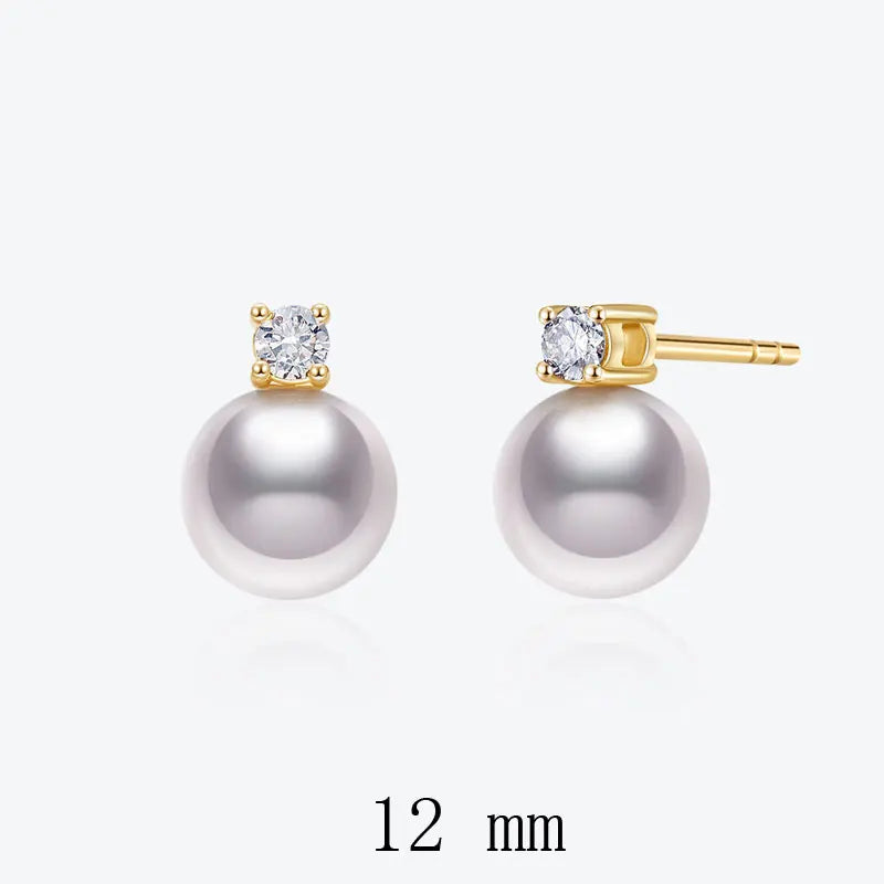 Senlissi-New Fashion Lofty 8-12mm Freshwater Pearl Stud 18k Earrings for Women S925 Sterling Silver Jewelry Girlfriend Gifts
