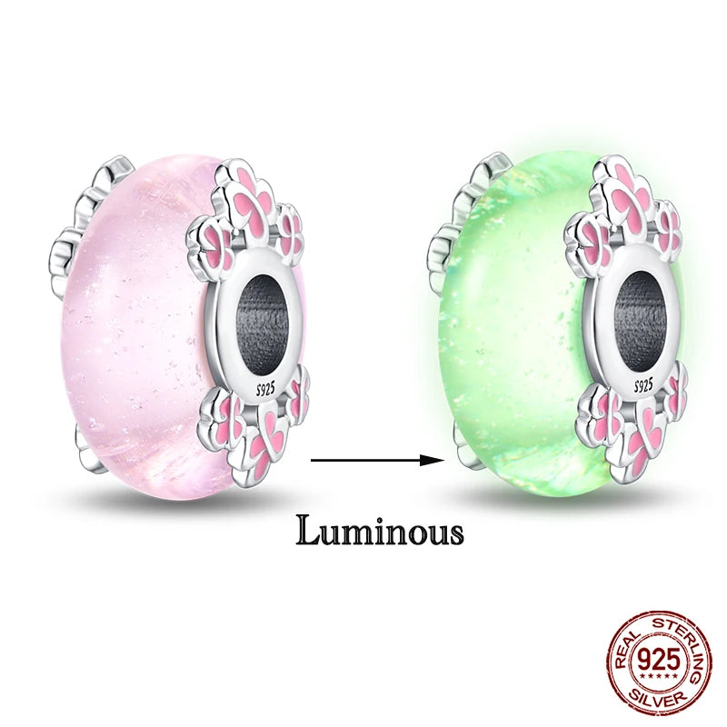 Hot Sale silver-plated Glow in the dark Firefly Honeybee Star Charms Beads Fit Qikaola Original Bracelets Fine DIY Jewelry Gift