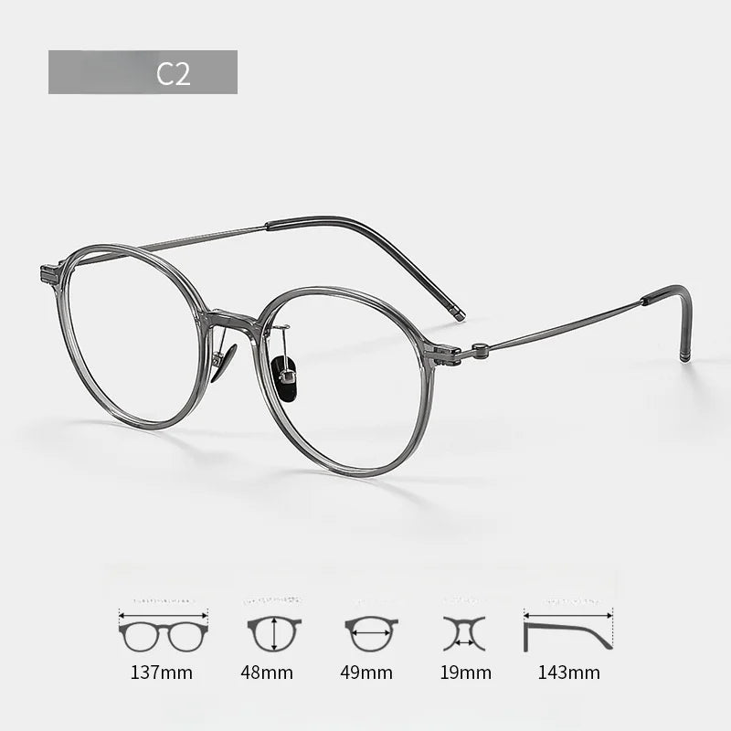 F·DRACON Ultra Light Titanium Eyeglass Frame Retro Round Men's And Women's Eyeglass Frame 9g Optical Prescription Frame 9206