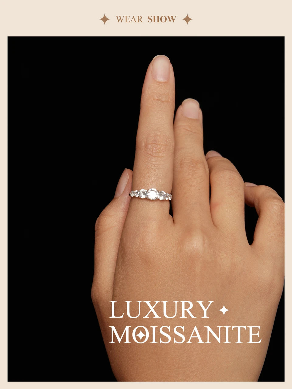 Bamoer Moissanite Ring Heart Setting D Color VVS1 EX Lab Diamond Ring 925 Sterling Silver for Women Engagement Wedding Jewelry