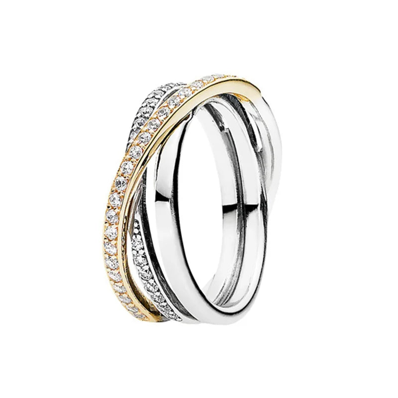 Original 925 Sterling Silver Red Pink Ring Heart Bow Sun Moon Colorful Crystal For Women Valentine's Birthday Gift DIY Jewelry