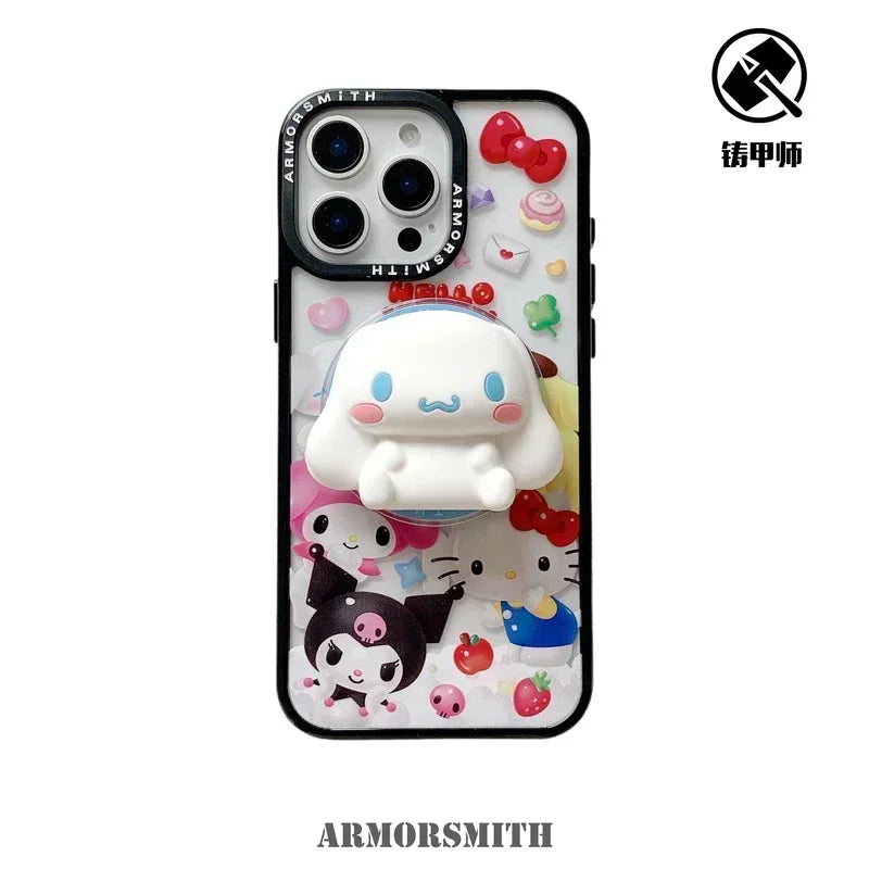 Magnetic Holder Magsafe Wireless Charge Phone Case For iPhone 16 15 14 13 12 11 Pro Max Sanrio Hello Kitty Kuromi Melody Cover