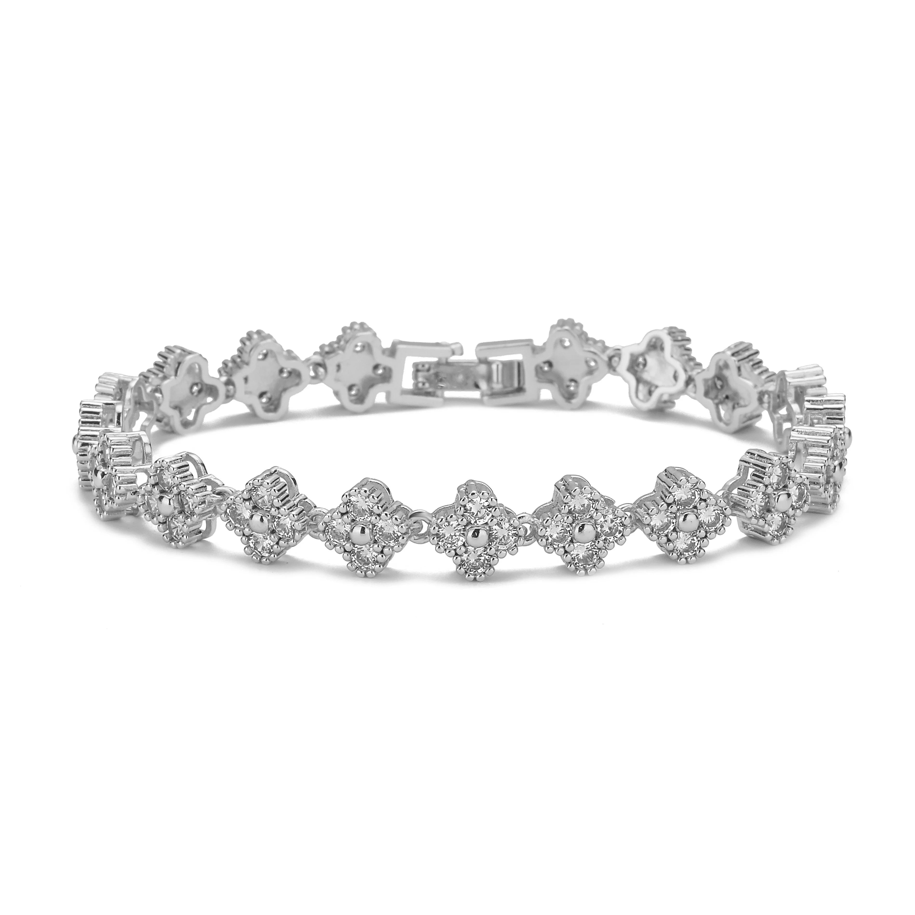 HECHENG,AAAAA Brass 18K gold-plated Flower Necklace Bracelet Jewelry Set ，for Christmas gift for women and best friend