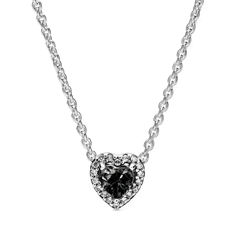 New 925 sterling silver heart-shaped pink ring necklace earring set luxurious sparkling charm jewelry fashion wedding gift