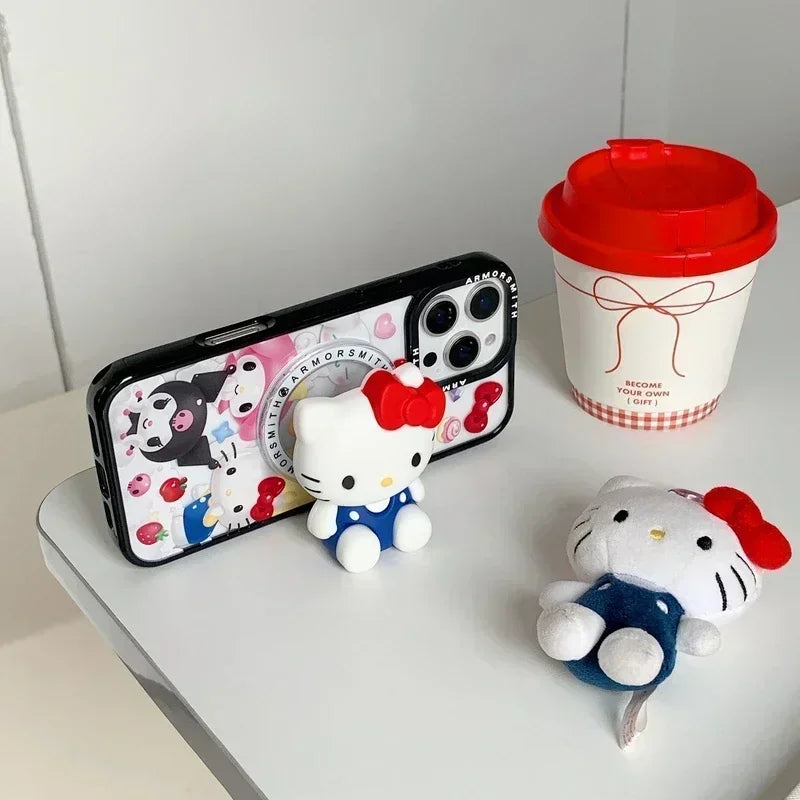 Magnetic Holder Magsafe Wireless Charge Phone Case For iPhone 16 15 14 13 12 11 Pro Max Sanrio Hello Kitty Kuromi Melody Cover