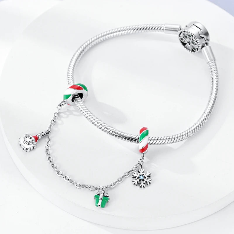 Christmas Charm Bead Pendant 925 Sterling Silver Christmas Elk Snowman Santa Claus Charm Fit Original Bracelet Women DIY Jewelry