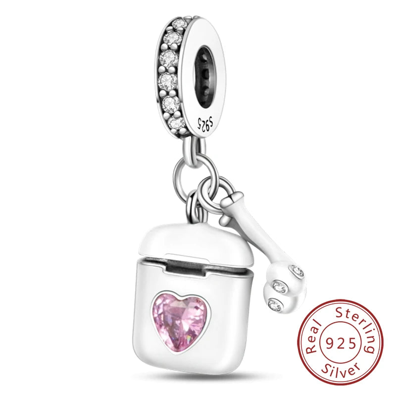 Fit Original 925 Sterling Silver Charms Beads Wine Glass Coffee Cup Charms Pendant For Women Bracelet Charms DIY Jewelry Gift