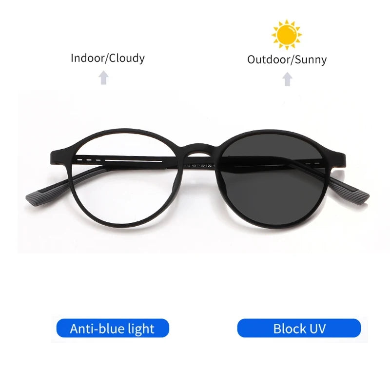 KOCOLIOR New Rubber Titanium Anti Blue Light Reading Glasses Customized Optical Round Frame Presbyopia Glasses for Men and Women