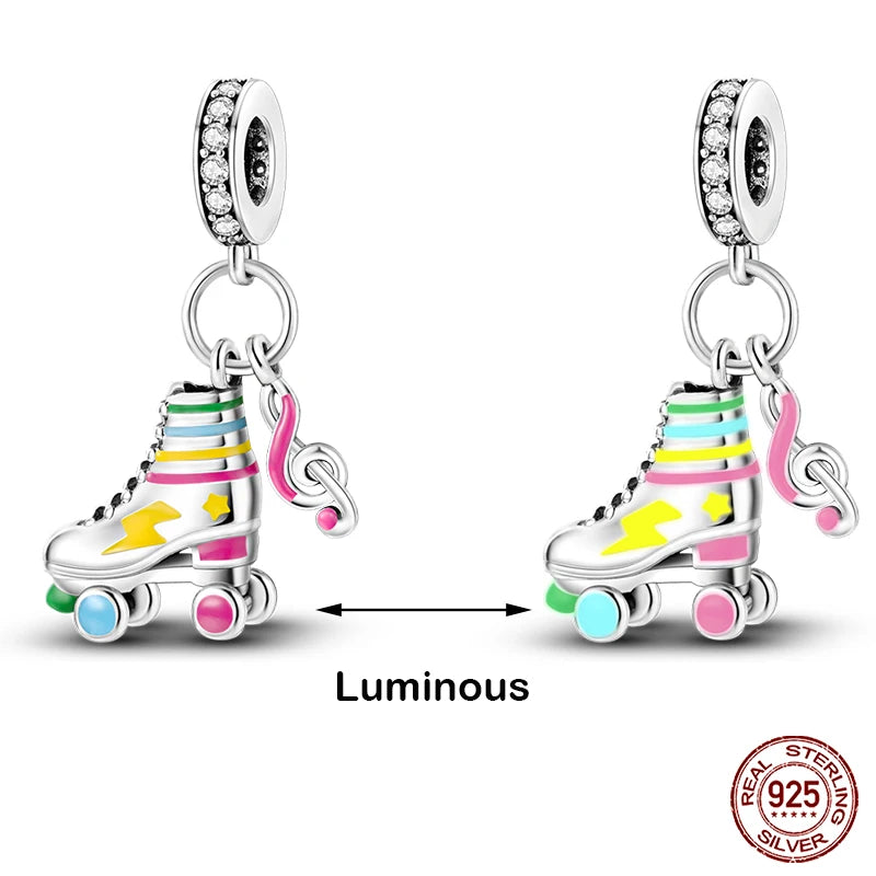 Hot Sale silver-plated Glow in the dark Firefly Honeybee Star Charms Beads Fit Qikaola Original Bracelets Fine DIY Jewelry Gift