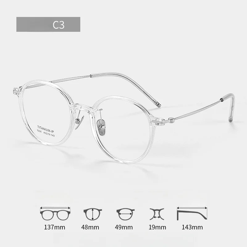 F·DRACON Ultra Light Titanium Eyeglass Frame Retro Round Men's And Women's Eyeglass Frame 9g Optical Prescription Frame 9206