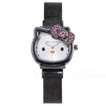 Hello Kitty Bow Diamond Watch Sanrio Anime Fashionable Quartz Watches Cute Cartoon Magnet Watches Girls Birthday Gifts