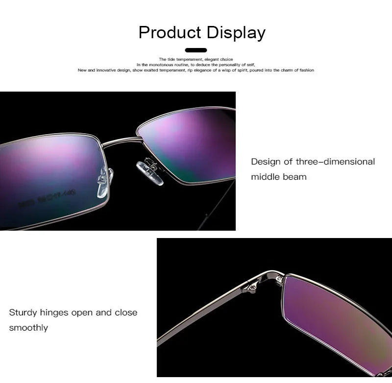 UVLAIK Square Titanium Glasses Frame Alloy Thick Eyeglasses For Women Metal Plated Eyewear Man Female Male Frames