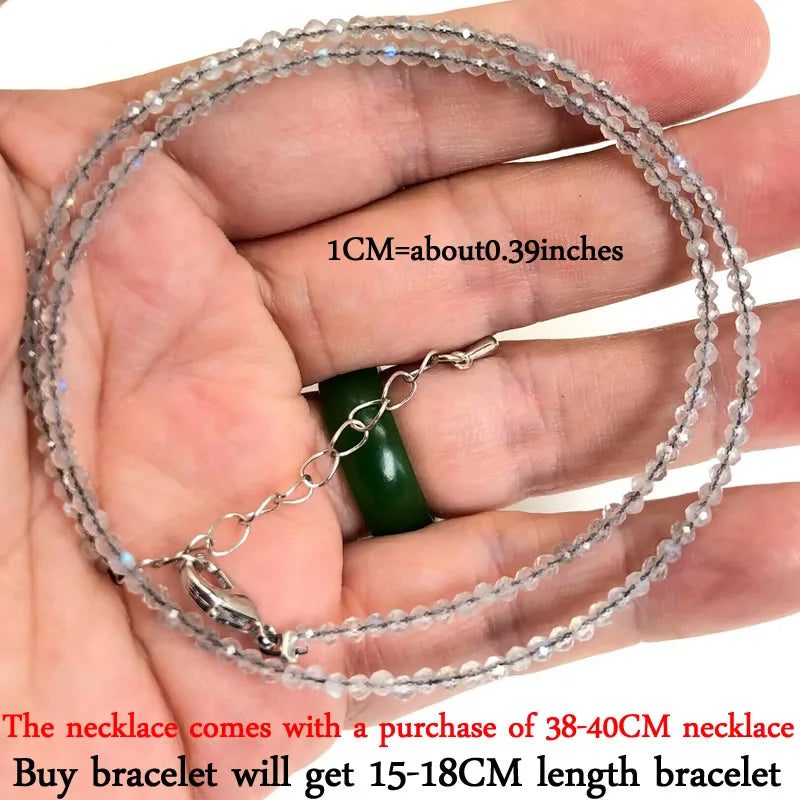 Small Natural Stone Bead Necklace Bracelet for Women,Zircon tourmaline pearl Necklace with , Reki Clavicle Chain, Choker, 2-3mm