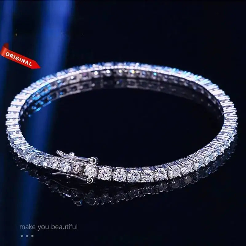 TY 3mm 4mm Moissanite Tennis Bracelet 925 Sterling Silver Full Dia Sier Plated Wedding Party Jewelry Bracelets For Women Man