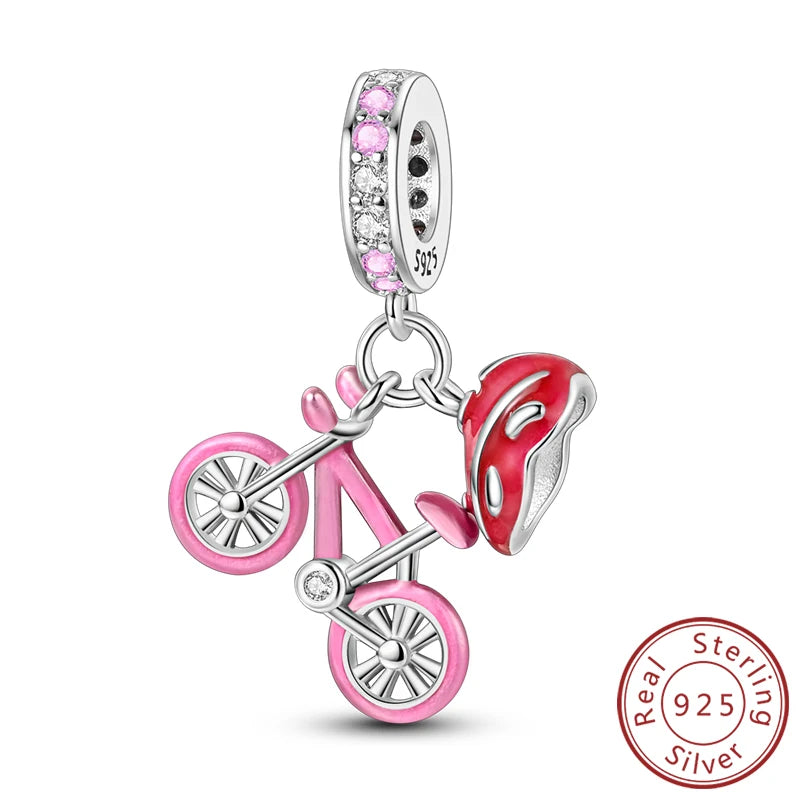 Original Charms Bead 925 Sterling Silver Paris Tower Car Map Castle Travel Charms Fit Pendant Bracelets Women DIY Jewelry Making