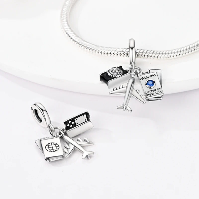 Original Charms Bead 925 Sterling Silver Paris Tower Car Map Castle Travel Charms Fit Pendant Bracelets Women DIY Jewelry Making