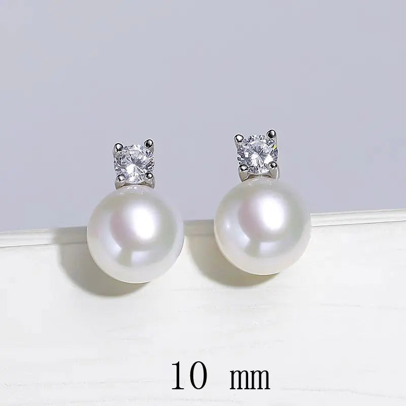 Senlissi-New Fashion Lofty 8-12mm Freshwater Pearl Stud 18k Earrings for Women S925 Sterling Silver Jewelry Girlfriend Gifts