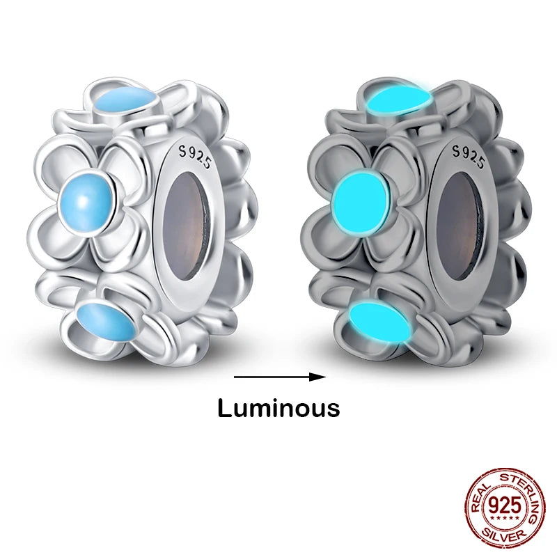 Hot Sale silver-plated Glow in the dark Firefly Honeybee Star Charms Beads Fit Qikaola Original Bracelets Fine DIY Jewelry Gift