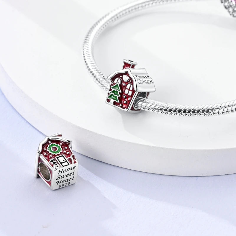 Christmas Charm Bead Pendant 925 Sterling Silver Christmas Elk Snowman Santa Claus Charm Fit Original Bracelet Women DIY Jewelry