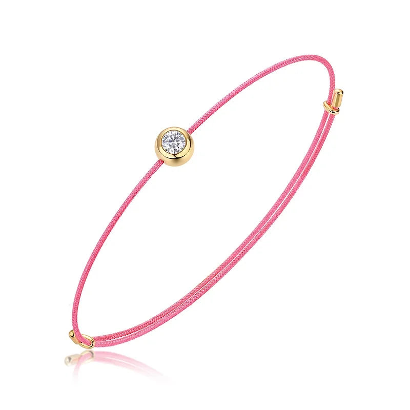 JIUZUAN D Color VVS1 Moissanite Bracelet, GRA Certified, 0.3Ct Lab Diamond, Adjustable Cord in 6 Colors, Elegant Jewelry for Wom