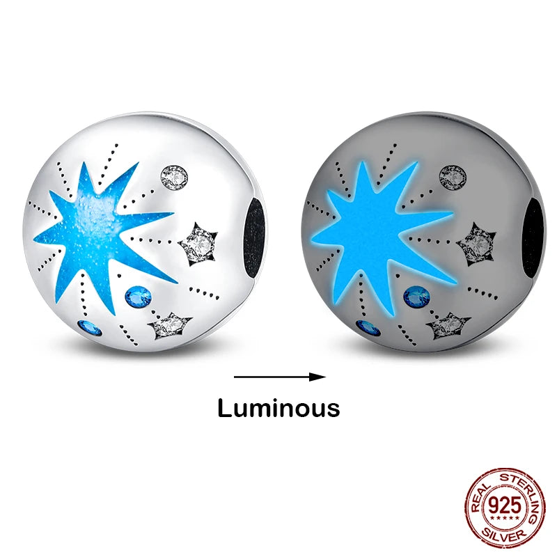 Hot Sale silver-plated Glow in the dark Firefly Honeybee Star Charms Beads Fit Qikaola Original Bracelets Fine DIY Jewelry Gift