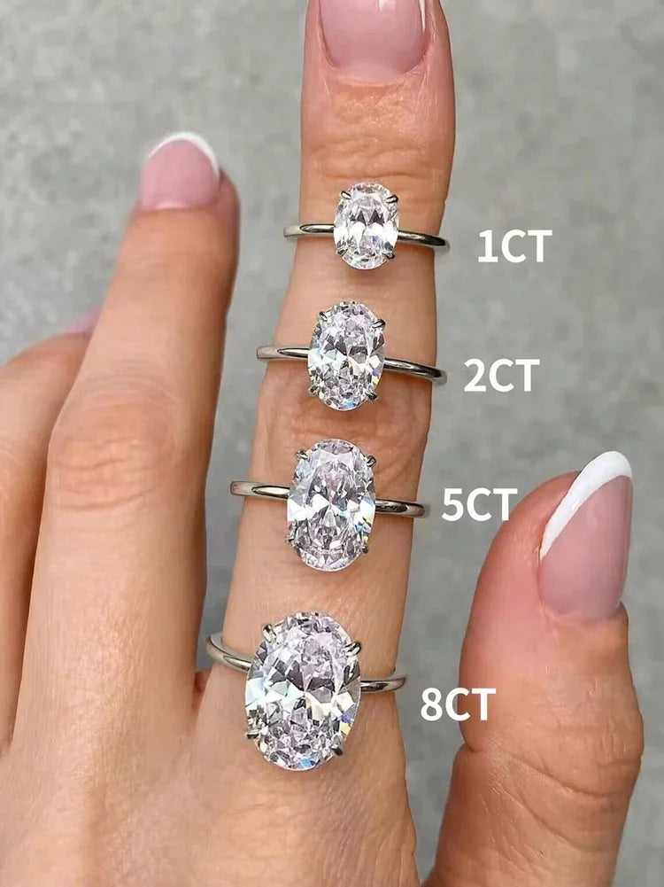 925 Sterling Silver Luxury 1-8CT Zircon Gorgeous Oval Stone Ring For Women Engagement Wedding Luxury High Quality Fine Jewelry