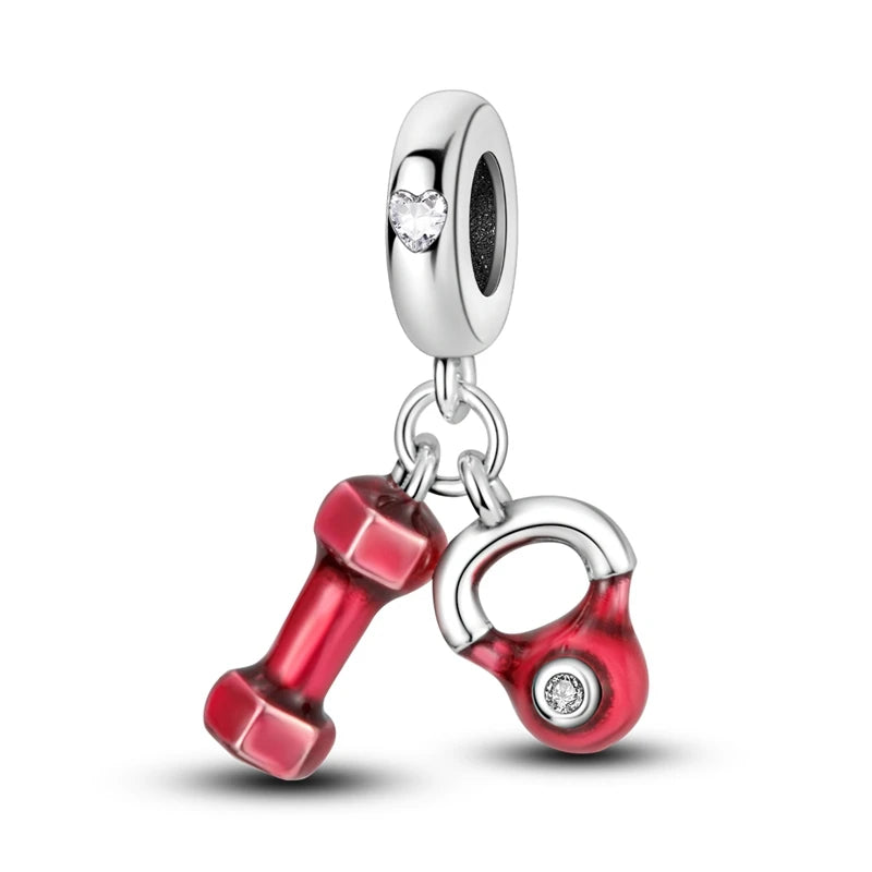 New 925 Sterling Silver Charms Bead Red Cherry Strawberry Love Heart Charm Fit Original Bracelet Pendant DIY Jewelry For Women