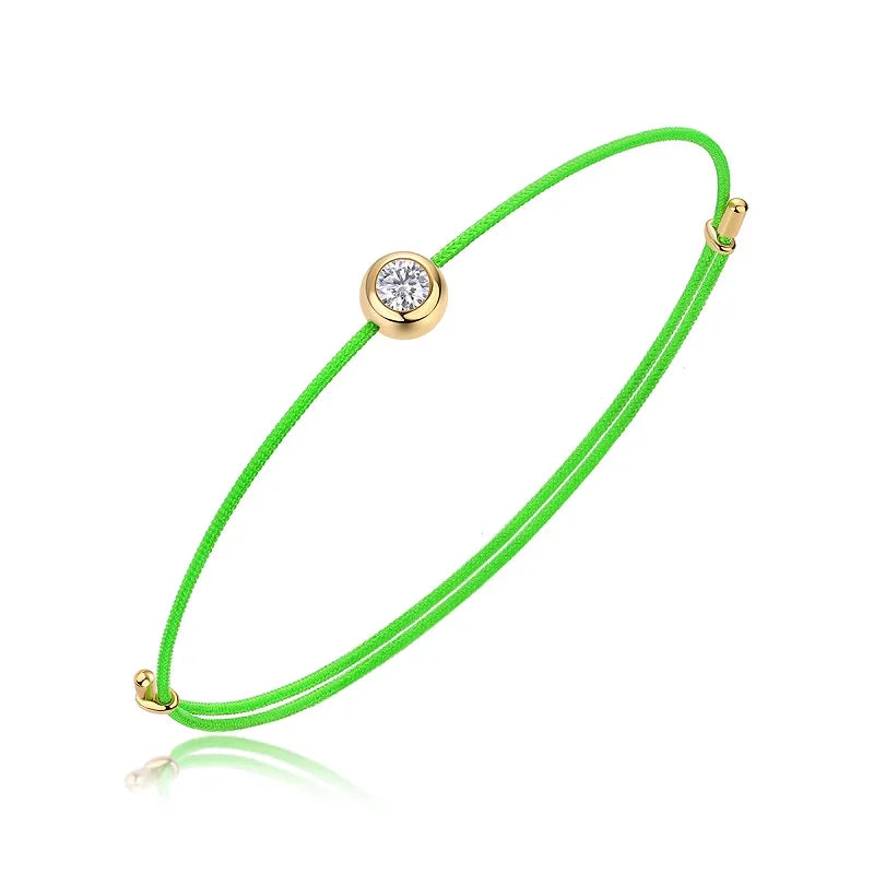 JIUZUAN D Color VVS1 Moissanite Bracelet, GRA Certified, 0.3Ct Lab Diamond, Adjustable Cord in 6 Colors, Elegant Jewelry for Wom