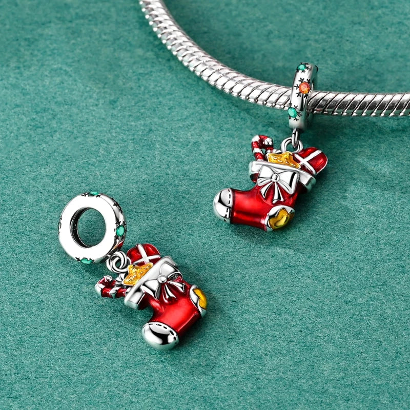 Christmas Charm Bead Pendant 925 Sterling Silver Christmas Elk Snowman Santa Claus Charm Fit Original Bracelet Women DIY Jewelry