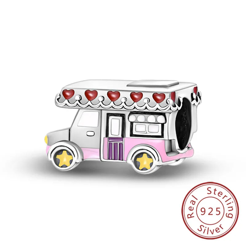 Original Charms Bead 925 Sterling Silver Paris Tower Car Map Castle Travel Charms Fit Pendant Bracelets Women DIY Jewelry Making