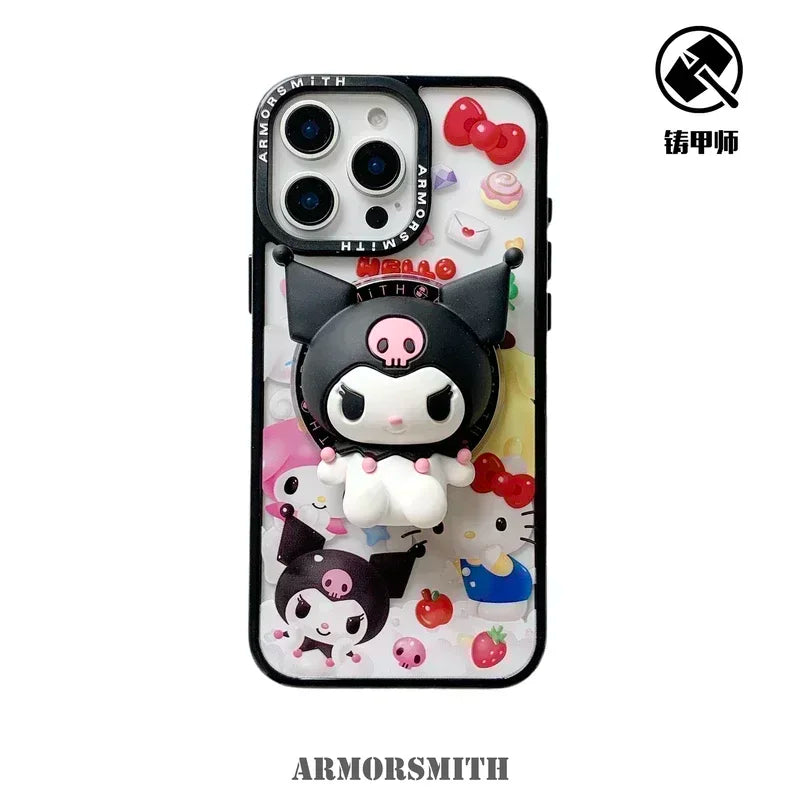 Magnetic Holder Magsafe Wireless Charge Phone Case For iPhone 16 15 14 13 12 11 Pro Max Sanrio Hello Kitty Kuromi Melody Cover