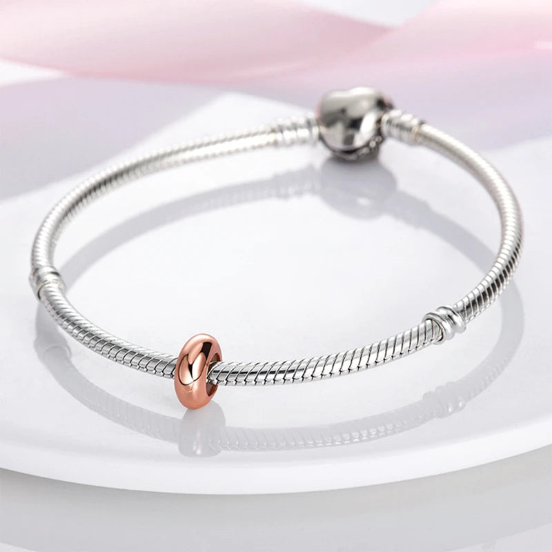 Silver Charm 925 Sterling Silver Clip Charms Safety Chain Charm CZ pave Round Clip Beads Fit Original Bracelet Jewelry Making