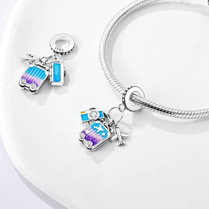 Original Charms Bead 925 Sterling Silver Paris Tower Car Map Castle Travel Charms Fit Pendant Bracelets Women DIY Jewelry Making