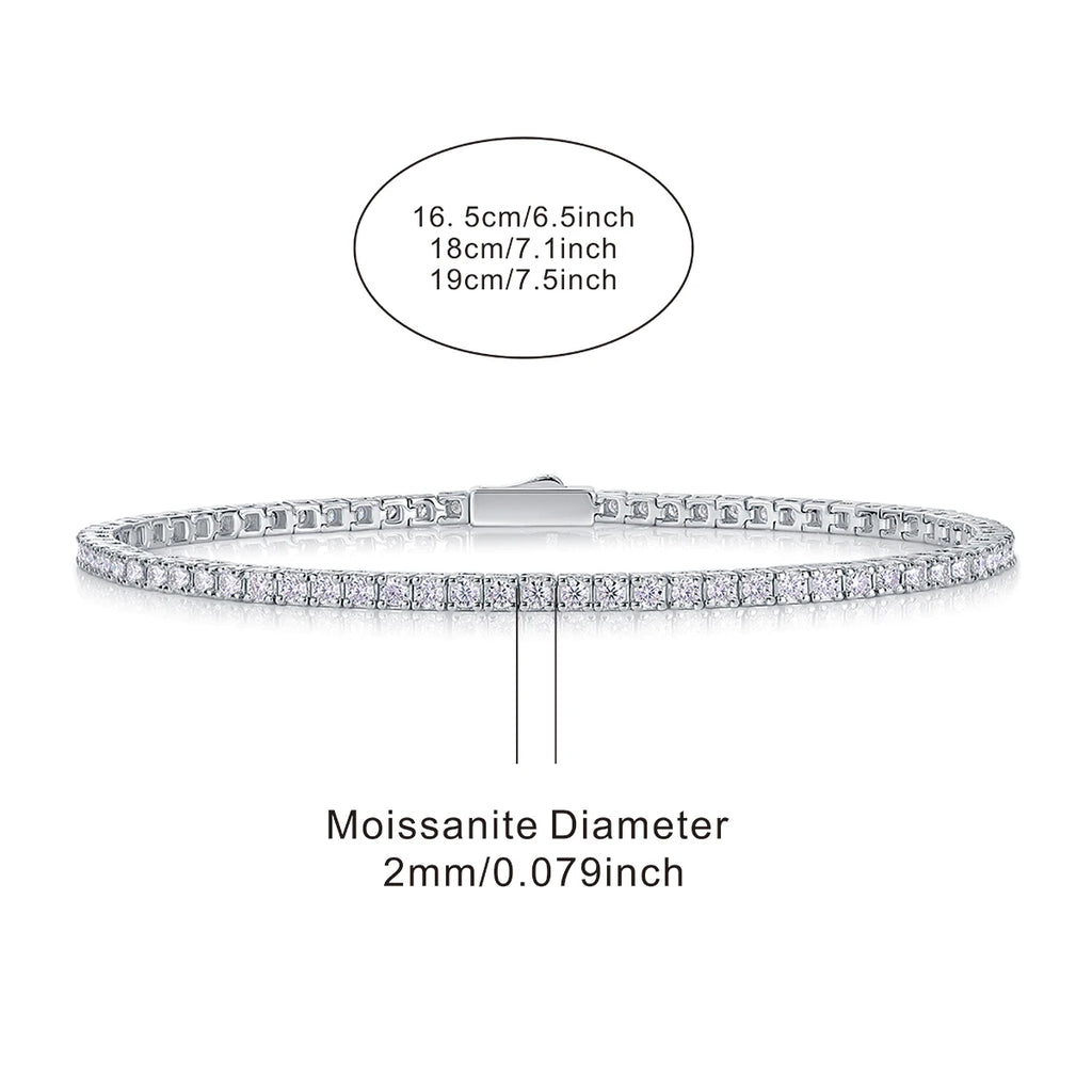 JIUZUAN S925 Sterling Silver Moissanite Tennis Bracelet for Women Simple Row Design Elegant Sparkling Jewelry for Daily Wear