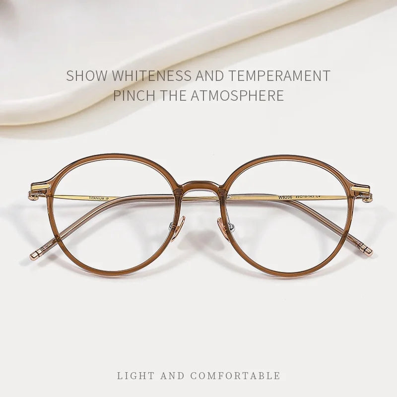 F·DRACON Ultra Light Titanium Eyeglass Frame Retro Round Men's And Women's Eyeglass Frame 9g Optical Prescription Frame 9206