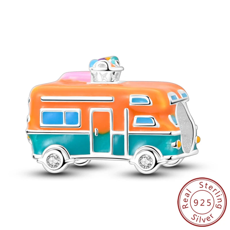 Original Charms Bead 925 Sterling Silver Paris Tower Car Map Castle Travel Charms Fit Pendant Bracelets Women DIY Jewelry Making