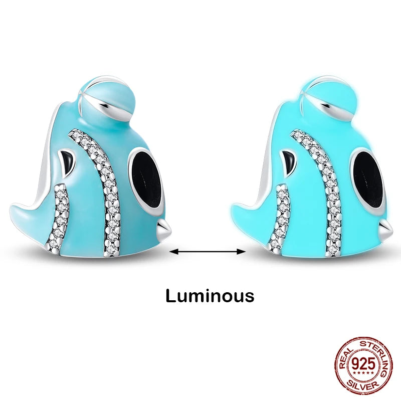 Hot Sale silver-plated Glow in the dark Firefly Honeybee Star Charms Beads Fit Qikaola Original Bracelets Fine DIY Jewelry Gift