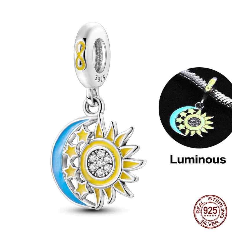 Hot Sale silver-plated Glow in the dark Firefly Honeybee Star Charms Beads Fit Qikaola Original Bracelets Fine DIY Jewelry Gift