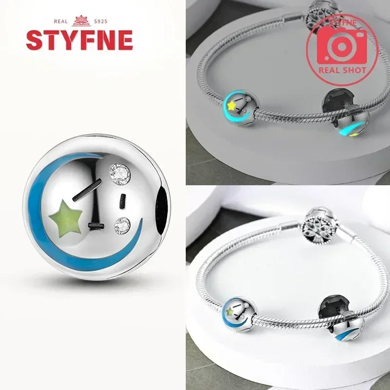 S925 Silver Glow-in-the-dark Firefly Charm Pendant Fit Original Charms Bracelet Gift Beads for Women Diy Fine Jewelry Gifts