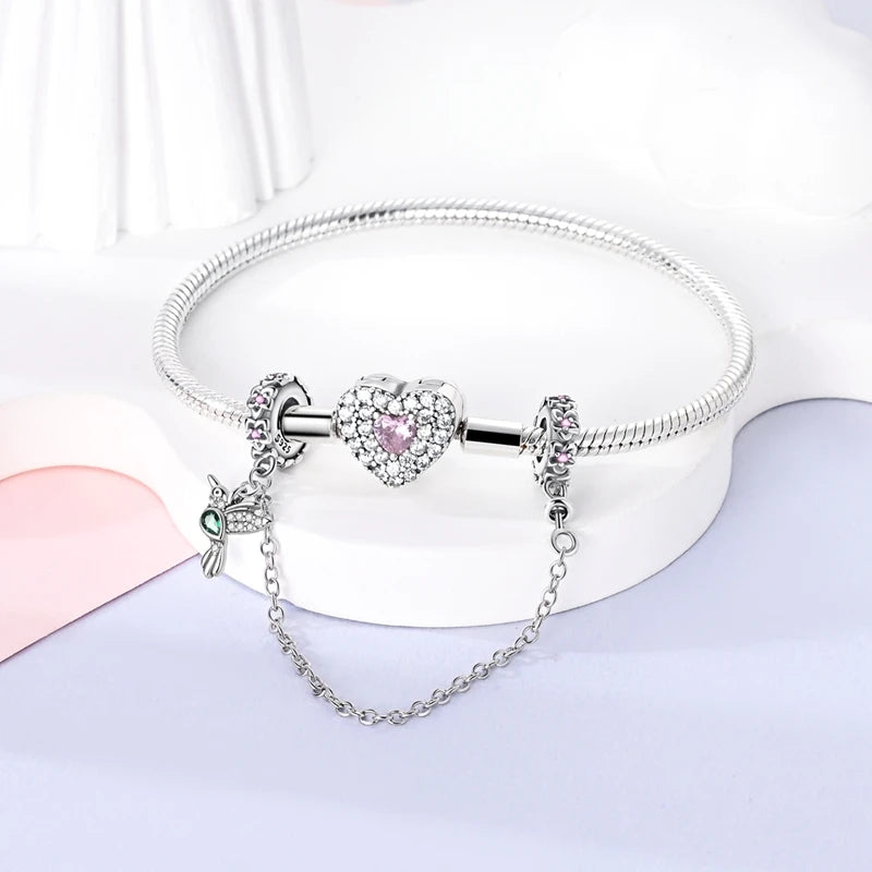 Safety Chain Charms Fit Original 925 Sterling Silver Charms Beads Moon Star Butterfly Heart Safety Chain for Women Jewelry Gift