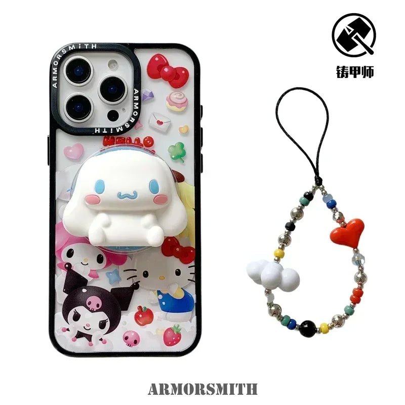Magnetic Holder Magsafe Wireless Charge Phone Case For iPhone 16 15 14 13 12 11 Pro Max Sanrio Hello Kitty Kuromi Melody Cover