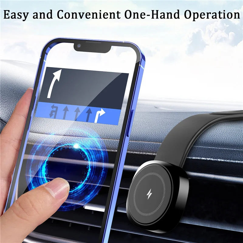 Magnetic Car Wireless Charger Fast Charging Car Phone Holder Center Control Screen Dashboard for iPhone 15 14 13 12 Pro Max Mini