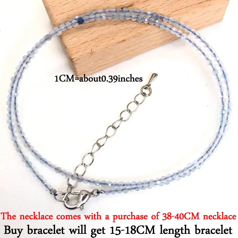 Small Natural Stone Bead Necklace Bracelet for Women,Zircon tourmaline pearl Necklace with , Reki Clavicle Chain, Choker, 2-3mm