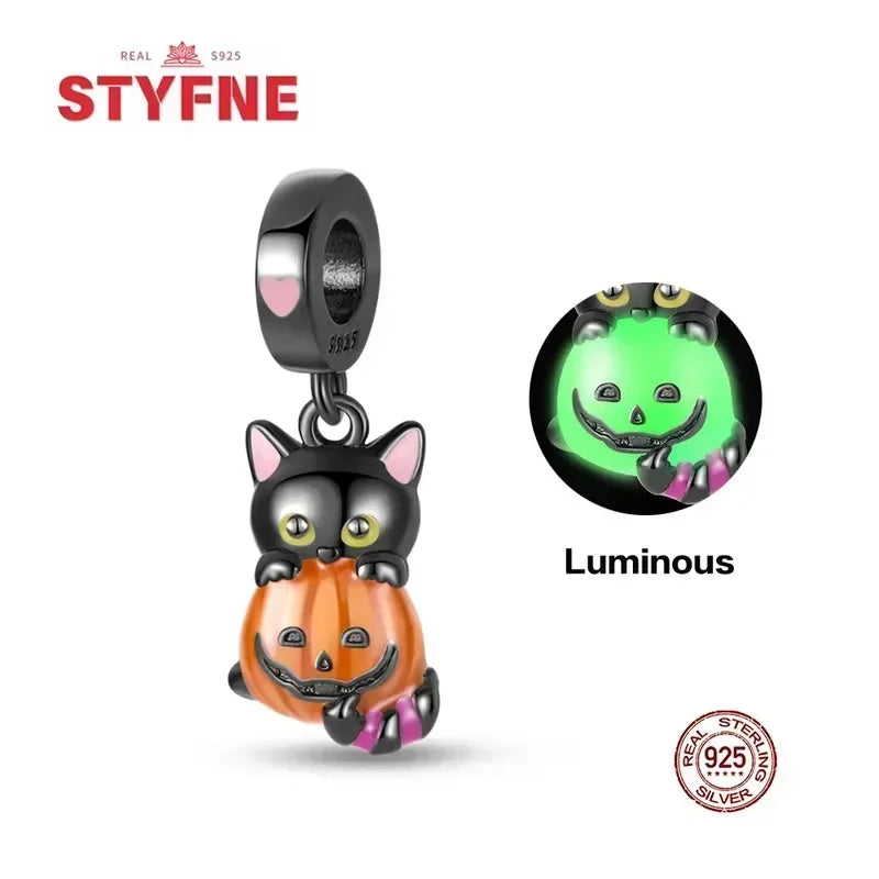 S925 Silver Glow-in-the-dark Firefly Charm Pendant Fit Original Charms Bracelet Gift Beads for Women Diy Fine Jewelry Gifts